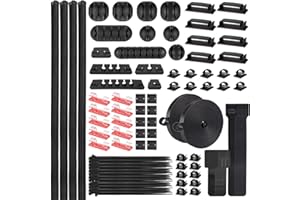 Zocipro 188 szt. Zestaw do zarządzania kablemi, 4 tuleje kablowe z 52 samoprzylepnymi klipsami, 10opaska, 20 kablowych opasek, 2 rolki i 100 szybkich opasek do domowego