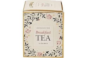 New English Teas White Christmas Tea Gift Box with 10 English Breakfast Teabags, 7x7x7cm