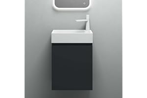 maimai Mobile Bagno Sospeso46x26x63cm, Mobile da Bagno con Cassetto Include Lavabo, Antracite opaco, Seria Pisa02