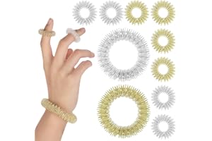 GENERIC 10 Pcs Spiky Sensory Finger Rings Acupressure Rings Sensory Finger Rings Set Wrist Massage Bracelets Fidget Sensory Toys Silent Stress Reducer and Massager