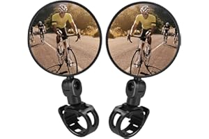 TAGVO Bike Mirrors, 2pcs Bicycle Cycling Rear View Mirrors Adjustable Rotatable Handlebar Mounted Plastic Convex Mirror for Mountain Road Bike