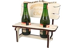 WORTGEFECHTE XXL Echtholz Bierbank mit Gravur Liebster Chef|Holzbank für 2 Bierflaschen|Hochzeitsgeschenk für Brautpaar|Geschenke Paare|Geschenk für Pärchen|Geburtstag|Jubiläum|Proseccobank