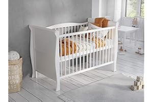 Love For Sleep Lit bébé Blanc en Bois pour Enfant 120 x 60 cm,Lit evolutif Bebe,Peut être converti en canapé,Lit à barreaux