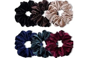VENUSTE Extra Large Scrunchies for Women Thick Hair, Premium Velvet Big Scrunchy, Soft Ropes Ponytail Holder Hair Accessories, 6 Pack