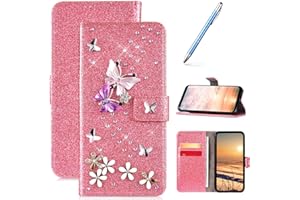 Coque Samsung Galaxy J3 2017 Pochette Portefeuille en Cuir PU Etui à Rabat,Bling Glitter de Luxe Diamant Coque,Folio Flip Case Cover Fentes de Carte Wallet Housse pour Samsung Galaxy J3 2017,Rose