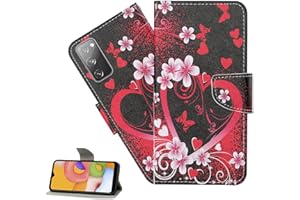 LEMAXELERS Custodia Samsung Galaxy A32 5G Cover Portafoglio,Galaxy A32 5G Custodia Pittura colorata Wallet Shock-Absorption Magnetica Supporto Protettiva Leather Flip Cover,XC4 Flower Heart