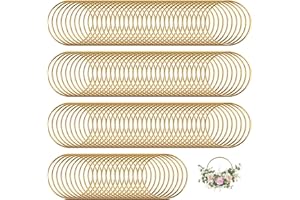 Flewdart 60pcs anneau en metal Décoratifs 7,5cm, cercle floral hoop metallique doree, cercle anneaux de Couronne pour artisanat floral, macramé, DIY, attrape-rêves, bonbonnières (60)