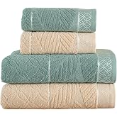 M&uuml;rd&uuml;m Home Leaf &Ccedil;ift Renk Jakarlı Banyo Havlu Takımı, 4'l&uuml; Paket 2 Par&ccedil;a (70x140),2 Par&ccedil;a (50x90) Yumuşak ve Emici, Kaliteli