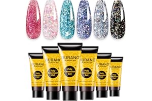 ‎BURANO BURANO Poly Gel Nagel Verlängerung Set, 6-Farben Builder Gel für Anfänger/Profis, DIY Starter Kit (Glitter)