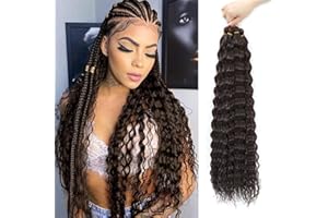 MLETULIPS Ocean Wave Crochet Hair Extensions Deep Wave Braiding Crochet Hair Soft Synthetic Curly Braiding Crochet Hair for Black Women (4#, 22 inch (pack of 6）)