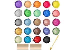 Barlone 24 Farbpigmente für Gießpulver 3g, Mica Pulver, Epoxidharz Farbe für Gießpulver, Glitter Mica Powder für Kunstharz Gießharz, Seife, Badebombe, Kerze, Kosmetischer, Lidschatten, Nagellack