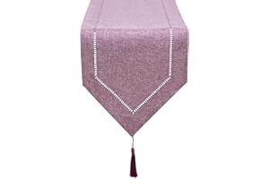 LLCUTESHOP Caminos de Mesa Morado 32 x 220 cm de Diseño Moderno e Innovador Caminos de Mesa de Lino Sólido, Caminos de Mesa Lavable Caminos de Mesa de Diseño de Espigas de Trigo