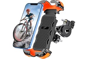 Glangeh Porta Cellulare Bici, Blocco di Sicurezza Antivibrante Porta Cellulare Moto, 360° Rotabile Supporti per GPS Compatibile con iPhone 17 Pro Max/17 Pro/16/15/14/13, Galaxy, 4.7''-6.8" Smartphones