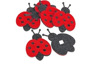 Glorex biedronka filcowa, łatka, czerwona, 18 x 8,5 x 0,5 cm – opakowanie 6 sztuk