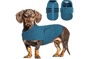 PUZAUKAL Hundepullover Fleece Weste Hundemäntel Winter Warmer Hundeweste für Kleine Hunde Weicher Fleece Hundejacke mit Geschirr Pullover für Mittel Großen Hund Katze-Pfauenblau(M)