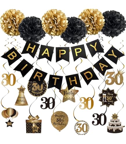 30. Geburtstag Deko Set - Talk Thirty To Me Girlande & Wirbel | Glitzer Geburtstagsdeko