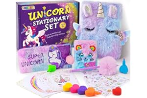 Tacobear Unicorn Plush Secret Diary Unicorn Gifts for Girls with Pen Pencil Case Highligher Party Invitations Jounal Notebook Stickers Envelopes Birthday Gifts Unicorn Toys Girls Toys Age 5 6 7 8 9+