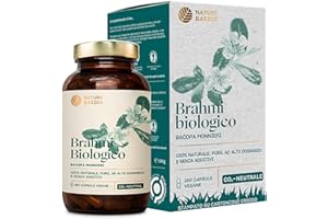 NATURE BASICS Bio Brahmi - 180 capsule ad alto dosaggio / 1000 mg Brahmi Bacopa Bonnieri per dose giornaliera/Ayurveda integratore alimentare/vegano, certificato e sostenibile in vetro