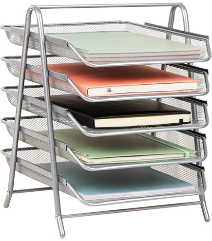 Desk Organizers With Drawer 5-Tier Paper Letter Tray Desk Mesh Document - View #2