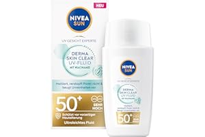 ‎NIVEA SUN NIVEA SUN Sonnenschutz Fluid LSF 50+, nicht fettende Sonnencreme mit Anti-Unreinheiten Komplex & Niacinamid, UV Gesicht Experte Derma Skin Clear UV-Fluid LSF 50+ (40 ml)