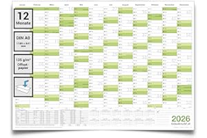 ‎KALENDEROUTLET XXL Jahresplaner 2026 gefaltet – Wandkalender DIN A0 (118,8 x 84 cm) mit Feiertagen & Schulferien – großer Kalender für Büro & Zuhause – stabile Qualität auf 135g Papier – von Kalenderoutlet