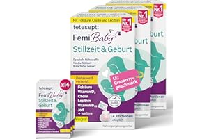 ‎TETESEPT tetesept Femi Baby Stillzeit & Geburt | 3 x 14 Sachets I Folsäure, Vitamin D, B, Cholin, Lecithin, Zink + mehr I Nährstoffe & Vitamine für Mama & Kind | Vegan, Glutenfrei, Laktosefrei, Zuckerfrei
