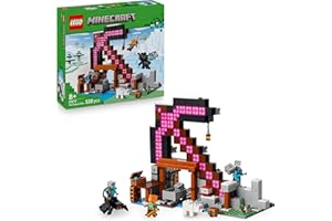 LEGO Minecraft La Mine en Forme de Pioche - Jouet de Construction Interactif - Figurines d'Alex, d'un Mineur & d'un Vagabond sur Araignée - Cadeau Collector pour Gamer, Garçon ou Fille dès 8 ans 21277