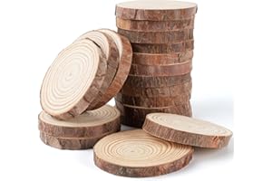Vonsera 18 pcs Rondin de Bois, Petit Rondin de Bois Deco 7-8cm de Diametre sans Trou, Disque Rondelles en Bois, Decoration Mariage, Décorations de Noël