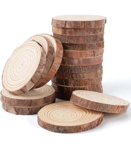 18 Rondelles En Bois 7-8cm - Rondins Naturels Pour Décoration, Mariage, Noël, Bricolage Créatif - 7