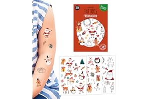 ‎JEKA Hautfreundliche Kindertattoos für Adventskalender & Weihnachten, 3 Bögen vegane Tattoo-Kinder I Kinder Tattoos I Kindertattoos I Tattoos zum Aufkleben I Kleinigkeit Nikolaus
