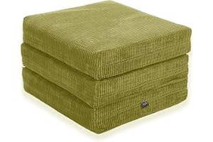 Gilda Adult Z Bed Futon Mattress Chair Footstool Morphing Furniture (4KG Budget Fibre, Lime)
