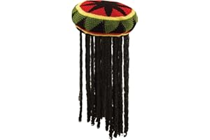 B&S TRENDZ New Ladies Men’s Adult Jamaican Hat Wig with Dreadlocks Bob Marley Fancy Dress