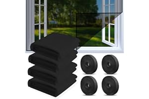 ZZRSYJ 4 Stück Mückenschutz Fenster, 150x130cm Fliegengitter Fenster mit 4 Rollen Selbstklebend, Zuschneidbar Fenster Fensternetz, Unsichtbares Fenstergitter hält Fliegen/Mücken Draußen(D)