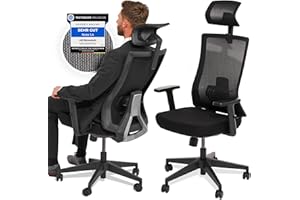 ‎VALKENSTOL VALKENSTOL M3 Klassik Bürostuhl Ergonomisch mit verstellbaren Armlehnen | Schreibtischstuhl mit Kopfstütze | Drehstuhl mit Lendenwirbelstütze Rückenschonend | Office Chair Synchronmechanik PC Stuhl