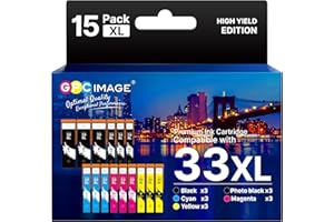 ‎GPC IMAGE GPC IMAGE Kompatible Tintenpatrone als Ersatz für Epson 33XL für Expression Premium XP-540 XP-530 XP-830 XP-7100 XP-900 XP-640 XP-630 XP-635 XP-645(Schwarz Foto Schwarz Cyan Magenta Gelb, 15er-Pack)