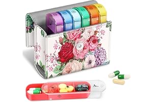 FINPAC Portapillole Settimanale 7 Giorni 4 Volte, 28 Scomparti Giornaliero Pill Box Organizzare con Borsa PU e Nome Carta, Scatola della Medicin de Viaggio, Mattino Pomeriggio Sera Notte,