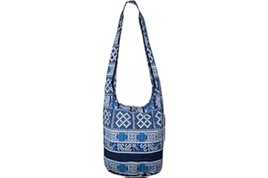 CCcollections Sling Bag Cotton - Bolso grande Boho Hippie Hobo - 40 estampados - Bolso bandolera unisex