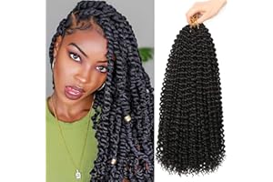Passion Twist Hair, 7 Packs 18inch Water Wave Crochet Hair for Long Bohemian Hair Tressage YDDM Passion Extensions de cheveux synthétiques (1B#, 7 Packs-18inch)