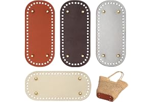 LIBERSHINE Bag Bases for Crochet, 4 Pack Crochet Bag Bottom Base, Pu Leather Bag Bottom Oval Bottom Bag Bases with Holes, for DIY Shoulder Bags Weaving Supplies Craft Making Home Decoration(22x10cm)