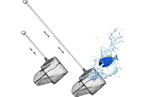 Filhome Telescopic Aquarium Fish Net, Fine Mesh Fish Net for Fish Tank with Extendable Long Handle