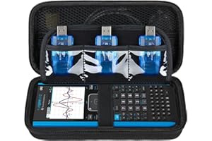 Supmay Hard Case for Texas Instruments TI-Nspire CX II CAS/TI-Nspire CX II Color Graphing Calculator, Storage Holder with Mesh Pockets for USB Power Charger Cable, User Manual and More, Black