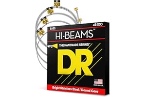 DR Strings MLR-45 HI-BEAM™ - Stainless Steel Bass Strings: Light to Medium 45-100, Silver