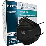 SALO MED - 20 Mascherine FFP2 Nere - Certificato CE2841 – Confezionate Singolarmente – Mascherina Composta da 5 Strati – Filt