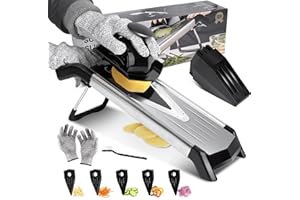 Masthome Mandoline Cuisine Professionnelle, Coupe Legume Multifonctions Inox avec Lames Tranchante en V, Mandoline Japonaise pour Tranche/Julienne, Envoyer Brosse de 1 Nettoyage et 1 Gants