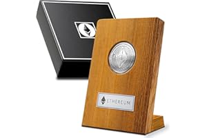 PYEF CRAFTS Ethereum Moneta de Collezione con Esclusivo Supporto in Legno - Sterlina Oro Moneta Bitcoin - Scatola per Collezione de Cryptovaluta Bitcoin, Ethereum, Dogecoin, Cardano (Ethereum)