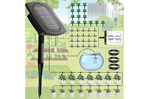 Yowin Automatic Watering System 2025 New Solar Irrigation System, Greenhouse Drip Irrigation Kits with 12 Timer & 15 Drippers & 15m Hose, Anti-siphon Self Watering Devices for Plant Balcony Garden