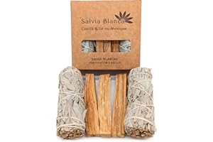 SALVIA BLANCA Set 2 Salvia Bianca E 3 Palo Santo Naturale Purificazione Spirituale Meditazione Idee Regalo Donna Originale Utile Incenso Non Tossico Aromaterapia Energia Positiva Casa Esoterismo Relax