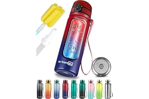 My Vesperbox - Edelstahl Thermos Trinkflasche auslaufsicher - mit Strohhalm oder Sieb - 400 ml, 600ml - BPA FREI - für Kindergarten, Schule (Rot - Blau, 600 ml)