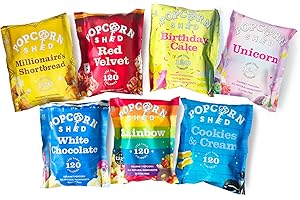 Popcorn Shed - 7 saveurs de pop-corn exclusives, Snacks Naturelles, Le cadeau parfait de pop-corn gourmet, Parfait pour les Soirées Cinéma (7 sacs)