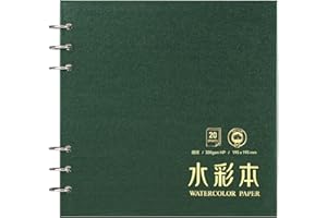 Lightwish Diario quadrato per acquerelli, 100% cotone, 300 g/m², senza acidi, 20 fogli di carta ad acquerello, per artisti, adulti, studenti, 19 x 19 cm (verde scuro)